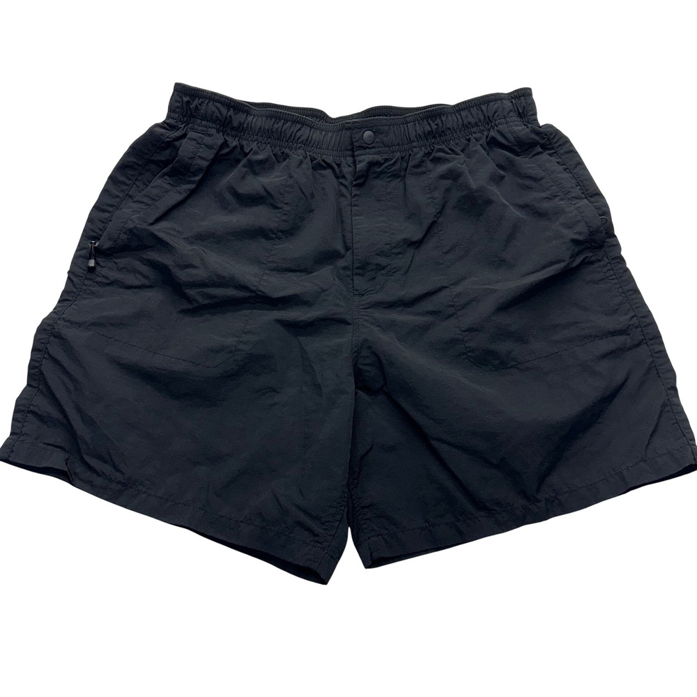 Gap Shorts Mens M Black Nylon Athletic Hiking Elastic Waist Snap Zip Pockets